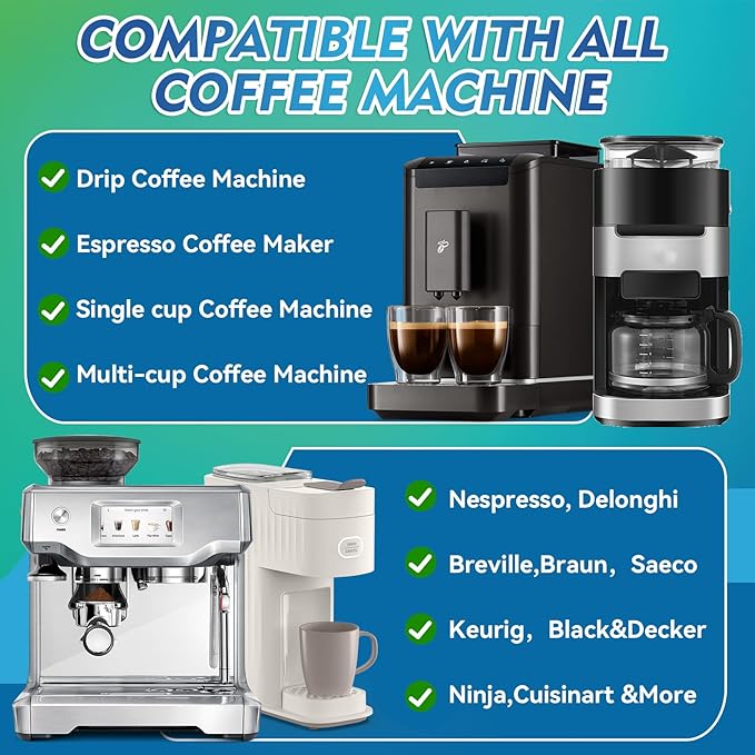 Coffee Machine Cleaner Descaler Tablets, 24 Count Coffee Maker Cleaner for Breville, Moccamaster, Nespresso, Keurig, Ninja, Delonghi, Espresso Machine Cleaning Tabs, Deeply Descales for Coffee Maker