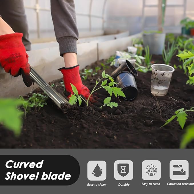 Dig and Potting Scoop Planting and Gardening Hand Digging Tools Stainless Steel Garden Shovel and Soil Sifter and Transport Set