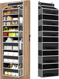 Mefirt Over The Door Organizer, 6 Shelf Door Hanging Organizers with 6 Large Capacity Pockets, Behind Door Storage Hanging Shelves for Closet Wall Bathroom Bedroom Nursery