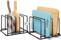 Space-Saving Kitchen Organizer Rack - 5-Slot Heavy-Duty Cutting Board and Bakeware Holder, Rust-Resistant with Anti-Slip Feet for Countertop or Cabinet Storage - 2 pack