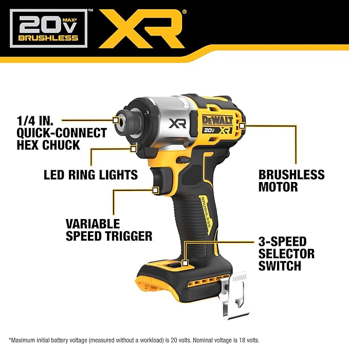 DEWALT 20V MAX XR Impact Driver and Hammer Drill Cordless Power Tool Combo Kit, Includes 2x 4ah POWERPACK Batteries and a Charger (DCK250QQ2)