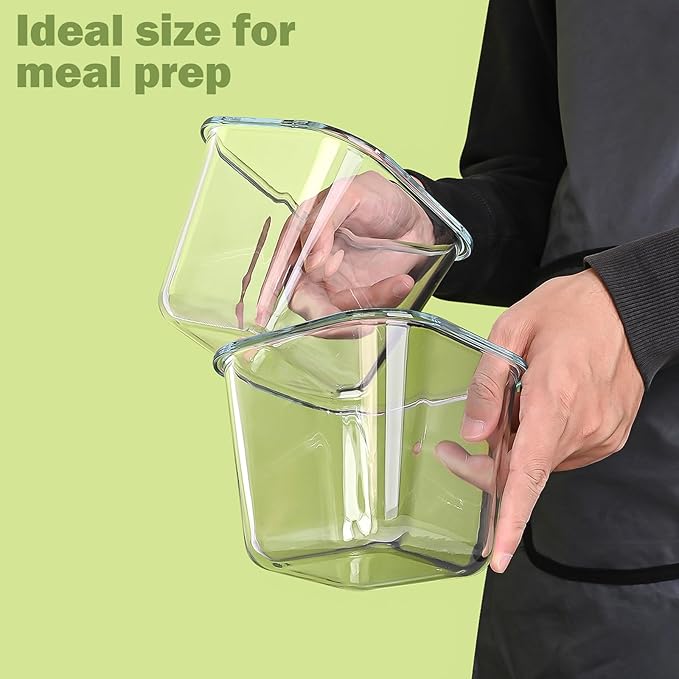 Glass Soup Containers with Lids 32oz - Borosilicate Glass Storage Containers 4 Cup, Freezer to Microwave Safe, Airtight Leak Proof, Square Meal Prep Containers for Lunch Travel- 6 Pack