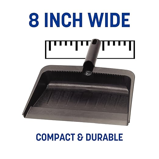 Carlisle FoodService Products Heavy Duty Dust Pan with Handle – Durable Plastic, 8 Inch Dust Pan for Home, Kitchen, and Commercial Use, Black