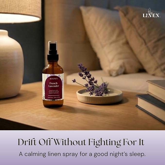 French Lavender Linen Spray | Sleep Aromatherapy Made with Lavender Essential Oil | Fabric Freshener for Beddings Pillows Towels and Bedroom | 4 fl oz
