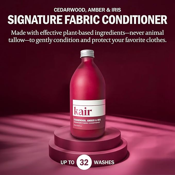 Kair Signature Fabric Conditioner - Cedarwood, Amber & Iris | Plant-Based Fabric Softener, 16.9 Fl Oz, Vegan, Cruelty-Free, Biodegradable, Anti-Static Softens & Protects Fibers
