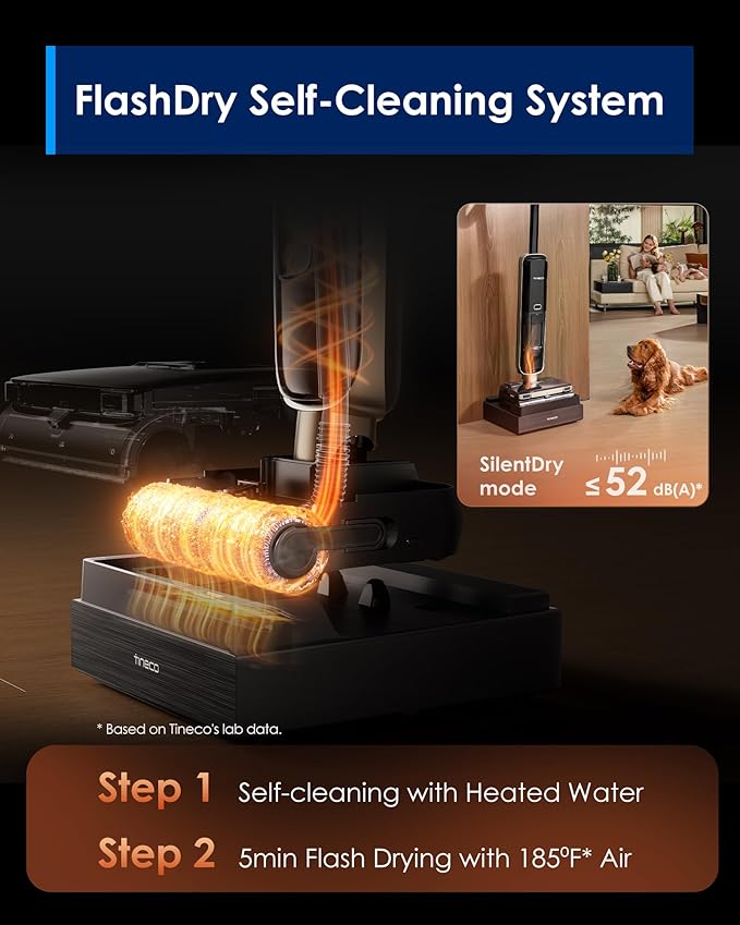 Tineco Floor ONE S9 Master Wet Dry Vacuum Cleaner, ThermoBlast Tech & Hot Water Vacuum Mop, 23kPa Suction, 65 Min Runtime, 185°F Flashdry, 3.9inch Ultra-Slim Stretch Mop