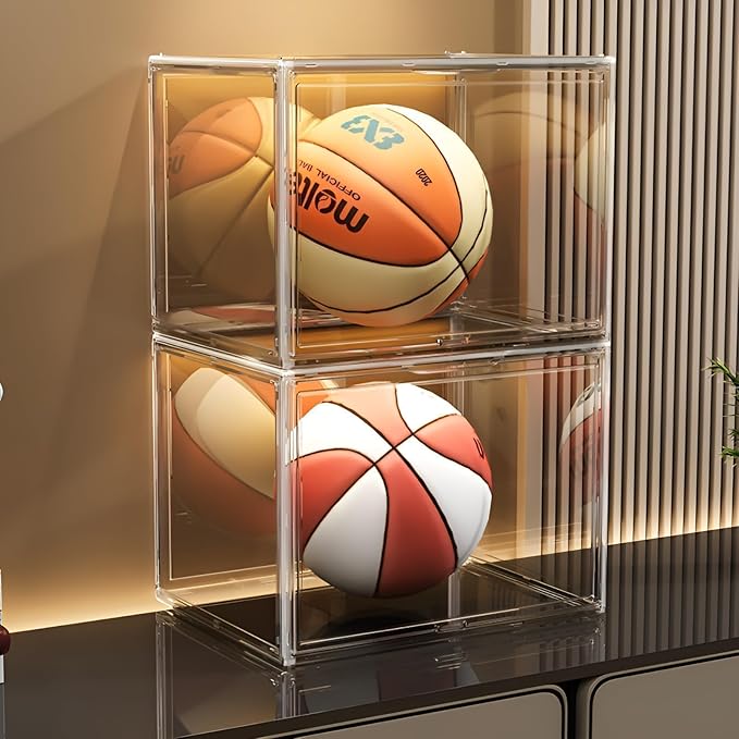 Clear Stackable Plastic Storage Bins with Magnetic Lid, Dustproof Book & Cosmetic Display Cases, Large Figures Collectibles Showcase, Shoe Box, Protection Organizer (XL, Count, 1)