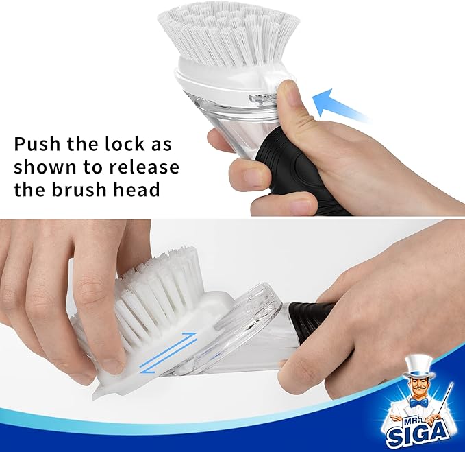 MR.SIGA Soap Dispensing Dish Brush Refills, 4 Pack