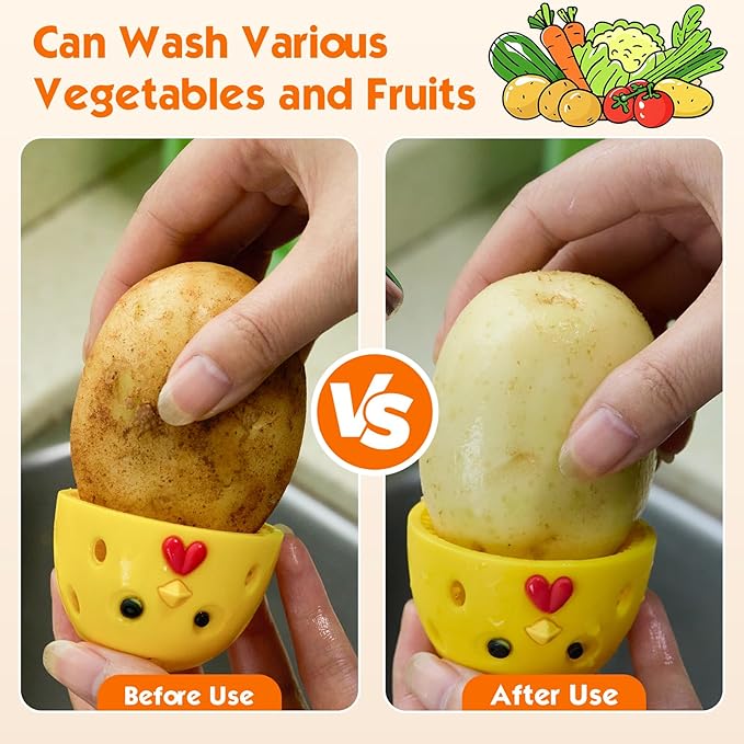 2 PCS Egg Washer for Fresh Eggs, Silicone Egg Brush Cleaner, Egg Cleaner Scrubber for Fresh Eggs, Reusable Multipurpose Washing Egg Tool for Fruits and Vegetables(White/Grey)