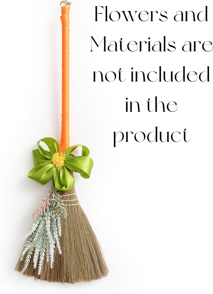 BMart Home Small Natural Whisk Sweeping Hand Handle Broom - Vietnamese Straw Soft Broom for Cleaning - Decoration Items - Indoor - Outdoor - 7.87'' Width, 24.4" Length
