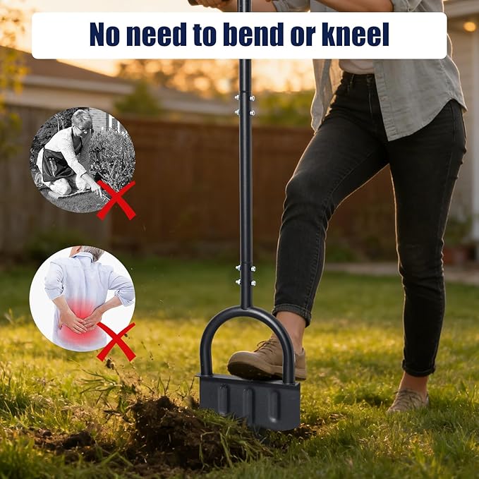 Heavy-Duty Manual Grass Edger Tool - 39 Inch Half Moon Lawn Edger with Wide Footplate. All-in-One Steel Border Edger for Landscaping, Garden Edging, Creating Trenches and Burying Irrigation Cables