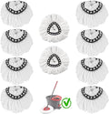 10-Pack Spin Mop Replacement Heads, 100% Microfiber Spin Mop Refills Heads,360°Micro Replacement Mop Head for Easy House Cleaning Floor Mopping,White