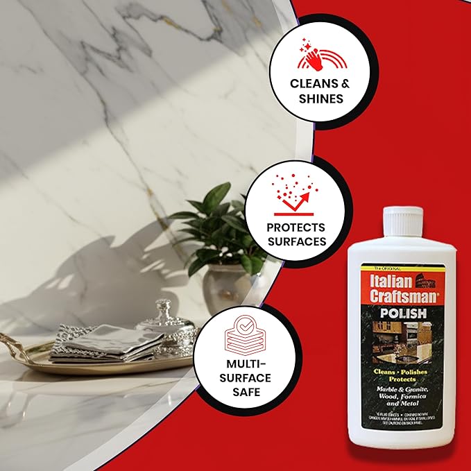 Granite and Marble Polish - Cleans and Protects - Italian Craftsman 16 oz