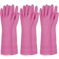 Mamison 2 Pairs Reusable Waterproof Household Dishwashing Cleaning Rubber Gloves, Non-Slip Kitchen Glove (Pink, Large (Pack of 3))