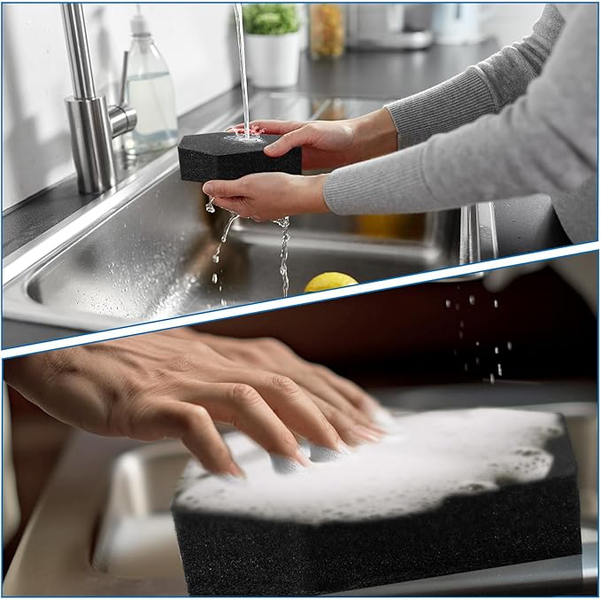 Tioncy 12 Pack Gothic Kitchen Decor Bulk Dual Sided Scrubber Gothic Sponges Dishwashing Non Scratch Coffin Kitchen Accessories Dish Scouring, Black