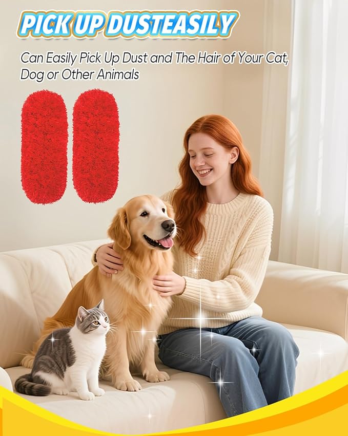 KEEPOW 4 Pack Microfiber Heavy Duty Reusable Duster Refills Compatible with OXO Duster, Microfiber Dusters for Cleaning Compatible with OXO Microfiber Duster for Ceiling(Handle is Not Included)