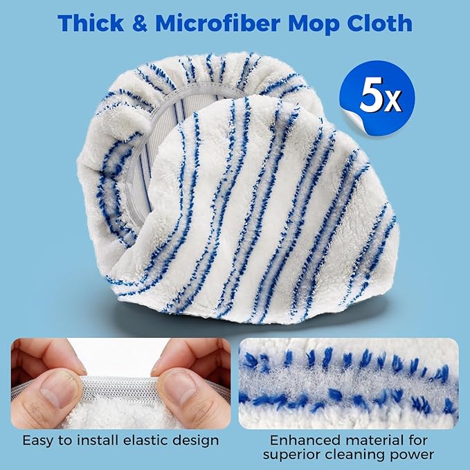 Masthome Extra Large Microfiber Mop for Floor Cleaning, 16“ Flat Mop with 5 Pad for Wet & Dry Use, Dust Mop for Hardwood Laminate Tile Ceramic, 1 Cleaning Scraper Included-Blue