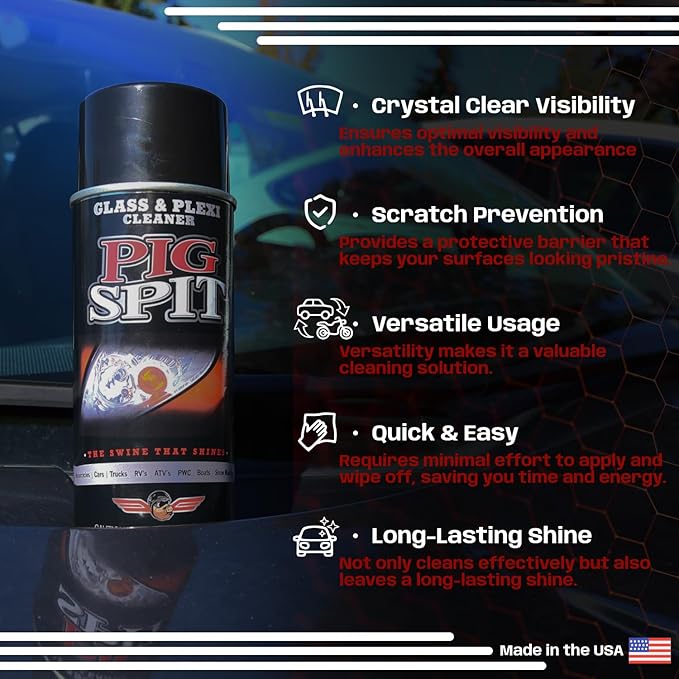 Glass and Plexi Cleaner for a Streak-Free Shine for Home and Automotive Use | 13 oz.| 4-Pack
