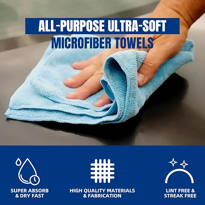 Bar Keeper’s Friend Cooktop Cleaner, Lemon Scent (13 oz) & Non-Abrasive, Washable Microfiber Cleaning Cloth (16x16 in) - Home Cleaning Supplies Kit