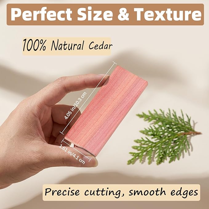 50 PCS Cedar Blocks for Clothes Storage,Natural Aromatic Cedar Blocks for Closet Storage,Wardrobe,Drawers,Shelves