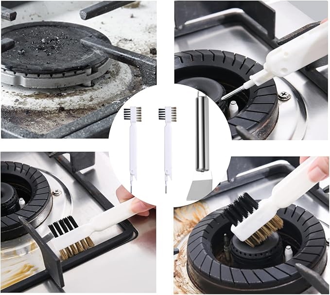Scraper Tool Set Multi Function 2Pcs Gas Stove Brush Stainless Steel Pan Scrubber 1Pcs Cooktop Cleaner Stove Top Tool for Kitchen Surface Maintenance and Cleaning Tasks