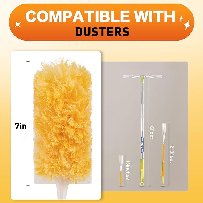 Heavy Duty Duster Refills, Unscented Disposable Dusters Kit for Cleaning Dusting Furniture Blind Ceiling Fan, Multi Surface 360 Feather Duster(25)