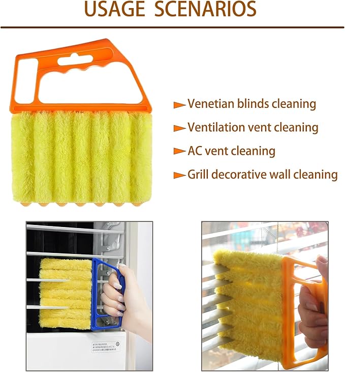 Window Blinds Cleaner, Blinds Cleaner Tool Blind Cleaner Duster Tool Set with Microfiber Rollers and Groove Brushes, Compact Cleaning Tools for Vents, Shutters and Household Dusting (4-Pack)