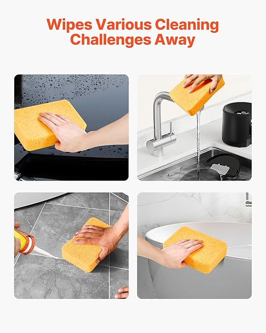 VEVOR 6-Pack Non-Scratch Cleaning Sponges, Dish Scrubber Sponges for Kitchen, Bathroom, Tiles, Marble and Glass Surfaces, Large Household Scrubbing Sponges