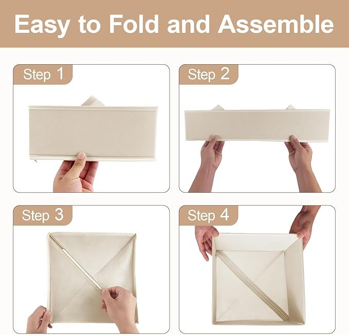 Dorisun Drawer Organizer Clothes - Dresser Organizer for Baby Clothes, Underwear, Sock - Nursery Organization - Foldable Closet Organizatio Dividers for Bra, Belt, Tie (Beige, 6 Pack)