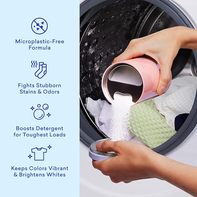 BLUELAND Oxi Laundry Booster Powder Refill 2-Pack, Fragrance Free & Clear, 50 Loads, 35.2 oz, Plastic-Free, Eco Friendly, Oxy Cleaner, Stain Remover