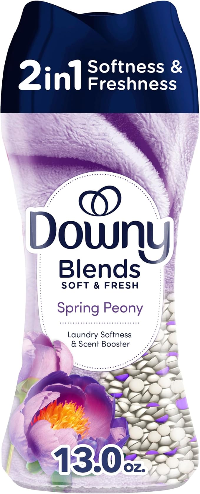 Downy Blends 2-in-1 Soft & Fresh Laundry Scent Booster Beads, Spring Peony Scent, 13.0 OZ, Laundry Softness and Scent Booster