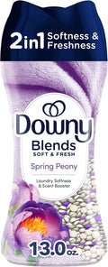 Downy Blends 2-in-1 Soft & Fresh Laundry Scent Booster Beads, Spring Peony Scent, 13.0 OZ, Laundry Softness and Scent Booster