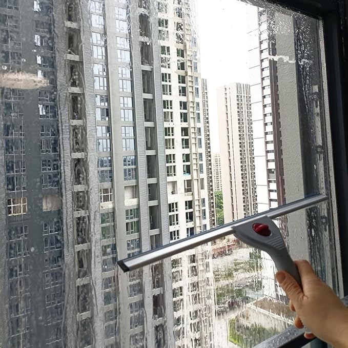 18" Heavy Duty Window Cleaning Squeegee Handheld Scraper for Glass Doors, Windows, Car Windshields (Black, 18IN/45CM)