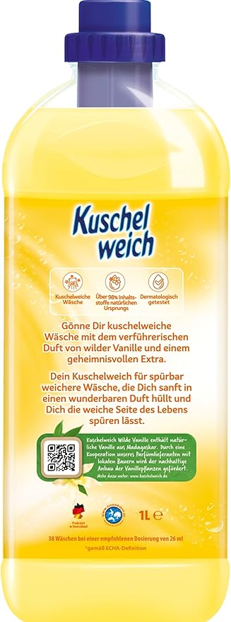 Fabric Softener Wild Vanilla - With Vanilla from Sustainable Cultivation - 3x1L (101.44 oz) - 114 Wash Loads - Made in Germany