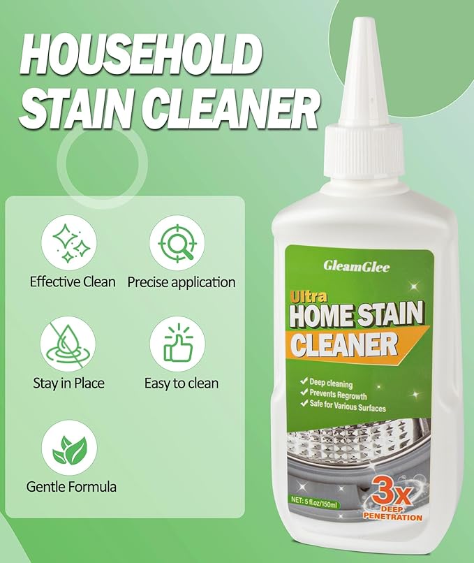 GleamGlee Home Remover Gel, Powerful Washing Machine Gasket Cleaner, Heavy Duty Cleaning Solution for Washing Machine, Refrigerator Strips, Bathroom Grout, Tiles, Sink, Shower - 5 Fl.Oz