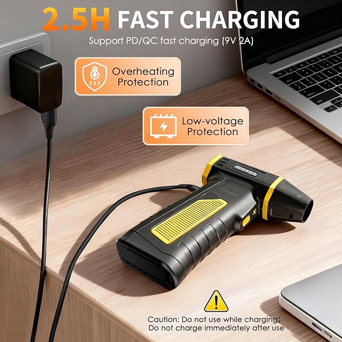 Electric Compressed Air Duster Cordless: 2026 Upgraded Mini Blower with 310g Wind Pressure 5-Speed Adjustable 360000 RPM for Computer Keyboard Outdoor and Car Cleaning - Fast Charging Handheld Blower