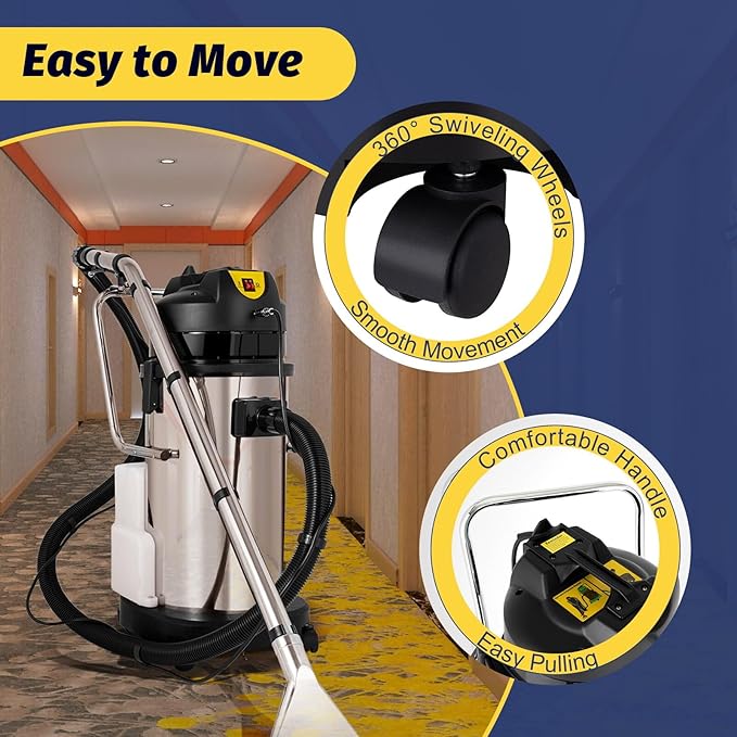 Carpet Cleaner, 110V 1049W 40L Carpet Cleaning Machine Multi-Purpose Wet Dry Upright Vacuum Floor Shampooer Machine with 3 Vacuuming Head for Guest Houses Dry Cleaners Offices