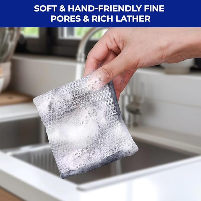 Wangjinpeng 50 PCS 3-Layer Non-Scratch Multipurpose Steel Wire Dishcloths - Reusable Quick-Dry Odor-Free Scrub Cloths for Dishes, Kitchen Cleaning Cloths for Cookware, Sinks, Stove Tops(7.87X7.87)
