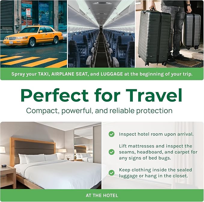 Hygea Natural Extra Strength Bed Bug & Mite Natural Travel Spray - TSA Approved Size - Child & Pet Friendly - Stain & Odor Free - for Hotel, Suitcase, Backpack, Shoes - 66% Stronger Formula(2pk, 3 oz)
