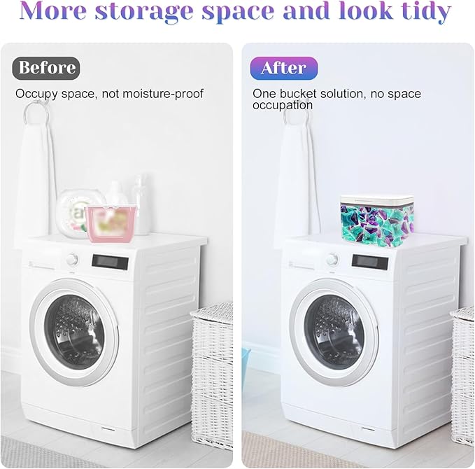 94oz/2.8L Laundry Pods Container for Room Organization Dishwasher Laundry Pod Holder with One-Press Lid and Scoop Large Capacity Holds 150 Pods Detergent Powder Container Sealed Dryer Sheet Holder