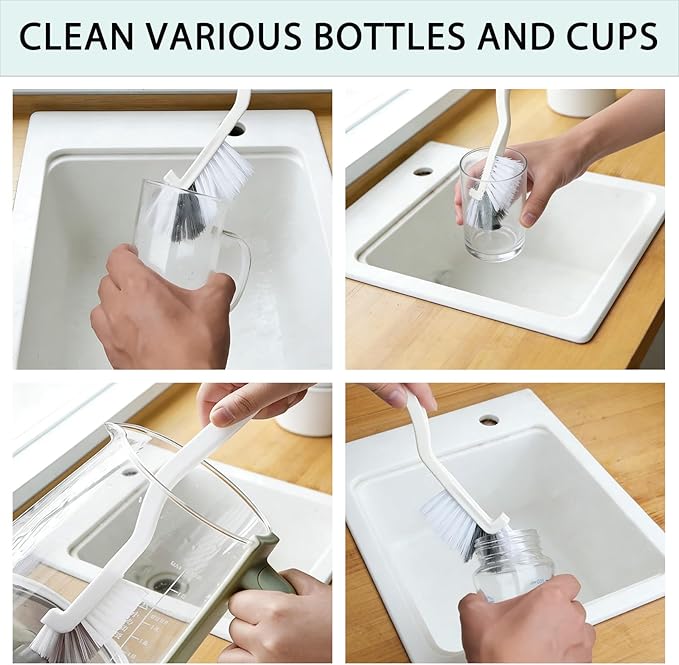 Crevice Cleaning Brush Set, Multi-Purpose Hard Bristle Brushes for Deep Cleaning Kitchen, Bathroom, Grout, Sink, Cup, Teapot, Bottle, Blender, Corners, Tight Spaces & More (12)