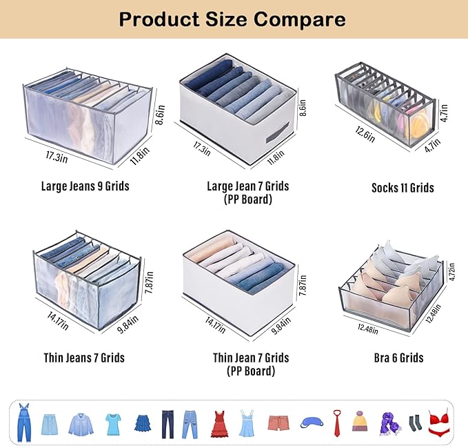 TIGARI Wardrobe Clothes Underwear Organizer Bra Organiser, Baby Clothes Organizer, Underwear Drawer Organizer for Bedroom Dorm Room