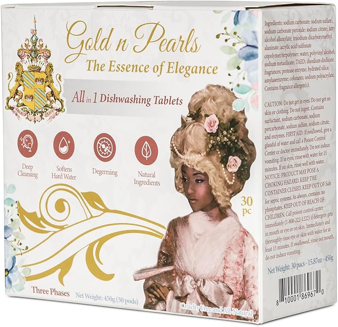 Gold n Pearls 3 - Layer Dishwashing Tablets, 30 Tablets - Effective Stain Removal, Easy-to-Use, Deep Cleaning, Long-Lasting Freshness for Dishes