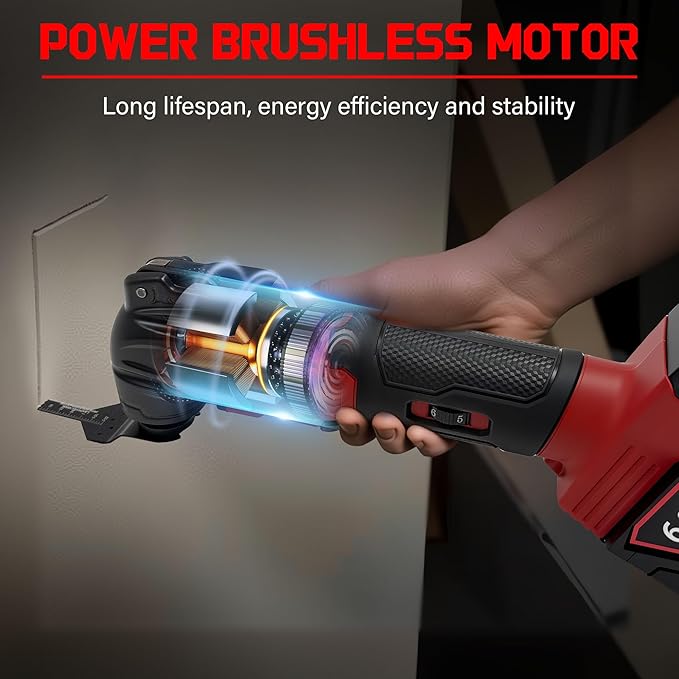 Oscillating Multi Tools for Milwaukee 18V Battery, Multi-Use Grinding Tool, 4°Oscillation Angle, 6 Variable Speeds, Quick-fit Blade Design with 22pcs Accessories for Cutting, Sanding, Scraping