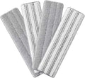 JOYMOOP 17.7-Inch Microfiber Flat Mop Replacement Pads – Washable Reusable Grey & Stripe, Pack of 4 Heavy-Duty Wet & Dry Refill for JOYMOOP Flat Mop & Bucket System