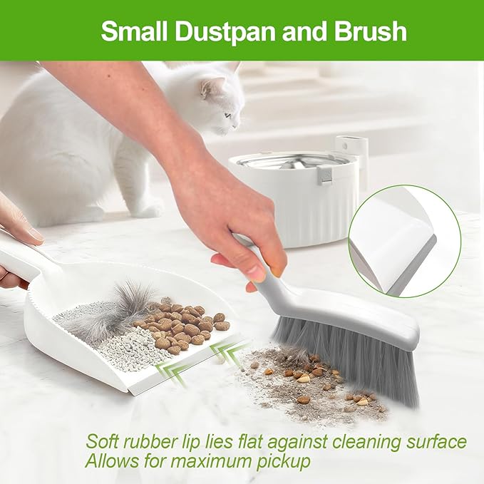 Mini Broom and Dustpan Set,Hand Broom with Dustpan Combo Nesting Snap-On Handheld Dust Pan and Brush Set, Small Broom and Dustpan Set for Kitchen, Desktop, Pet, Floor, Sofa, Grey White