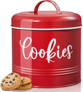 DAYYET Farmhouse Cookie Jar for Kitchen Counter, 1 Gallon Vintage Cookie Jar with Airtight Lid, Large Food Storage Container for Candy, Cookies, Dessert, Red Kitchen Decor and Accessories
