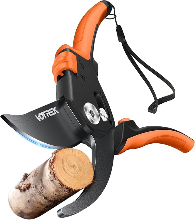 VOTREK® Pruning Shears, [Patented Stepless Handle Opening] - Garden Clippers with Ultra-Sharp SK5 Steel for Weak Hand, Pruners Universal Fit for All Hand Sizes, Effortlessly Cuts 1-Inch Branches
