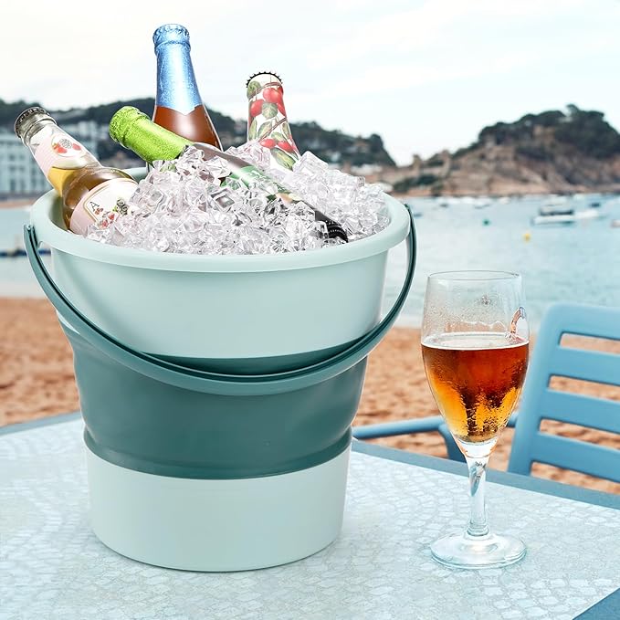 3 Pack 2.6 Gallon Collapsible Plastic Bucket, 10L Foldable Round Tub with Handle, Folding Portable Fishing Water Pail, Space Saving Outdoor Waterpot for Garden Camping Car Mop Cleaning Beach
