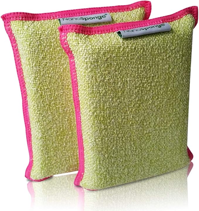 Nano Sponge Cleaning Sponges. Supersized Everyday Heavy Duty Household Kitchen and Dish Sponge. 2 Pack. 6 x 4